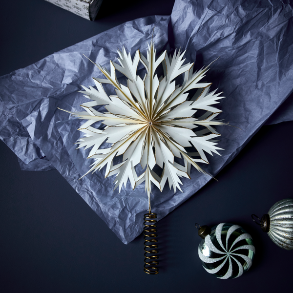 White and Gold Paper Snowflake Tree Topper