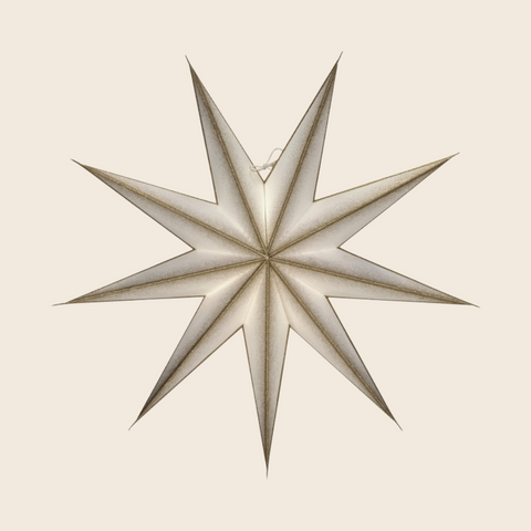 White and Gold Glitter Paper Star | 3 Sizes