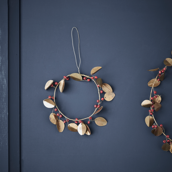 Brass Wreath with Wooden Berries