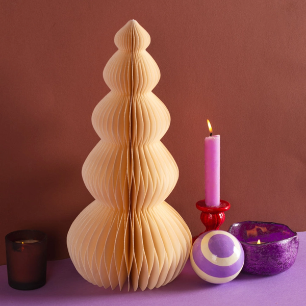 Honeycomb Paper Tree Decoration | Cream