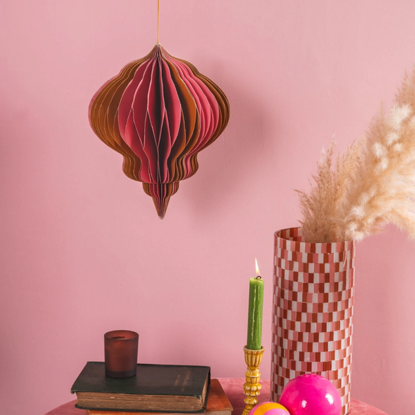 Pink and Brown Origami Paper Lantern Decoration