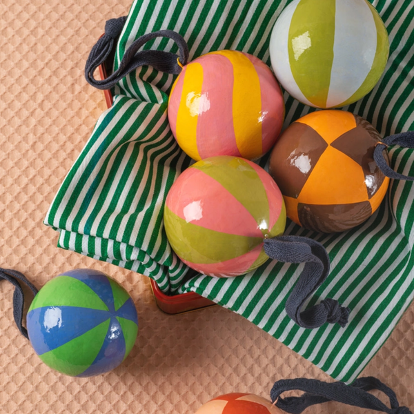 Blue and Green Striped Bauble Decoration