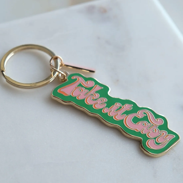 Take It Easy Enamel Keyring