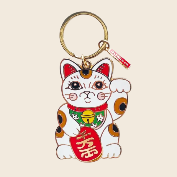 Lucky Cat Maneki Neko Enamel Keyring