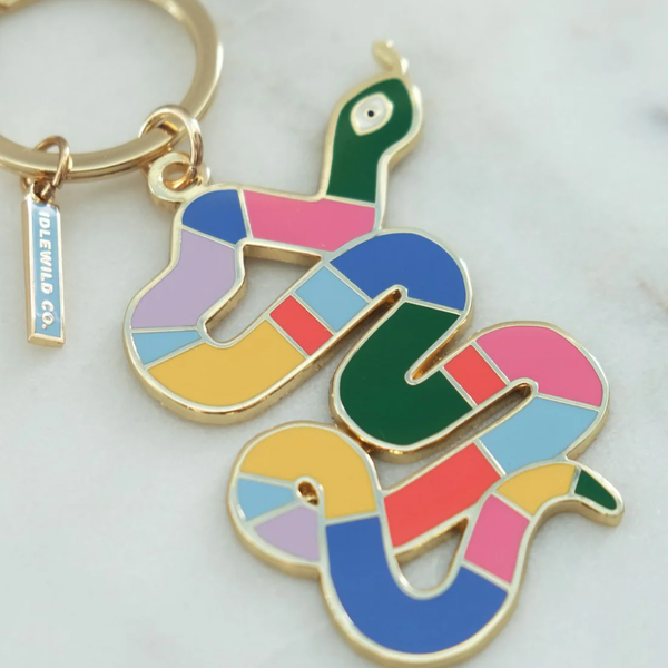 Rainbow Snake Enamel Keyring