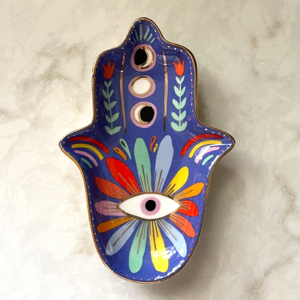Ceramic Hamsa Hand Trinket Dish