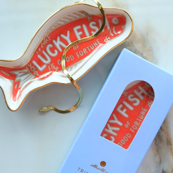 Ceramic Lucky Fortune Fish Trinket Dish