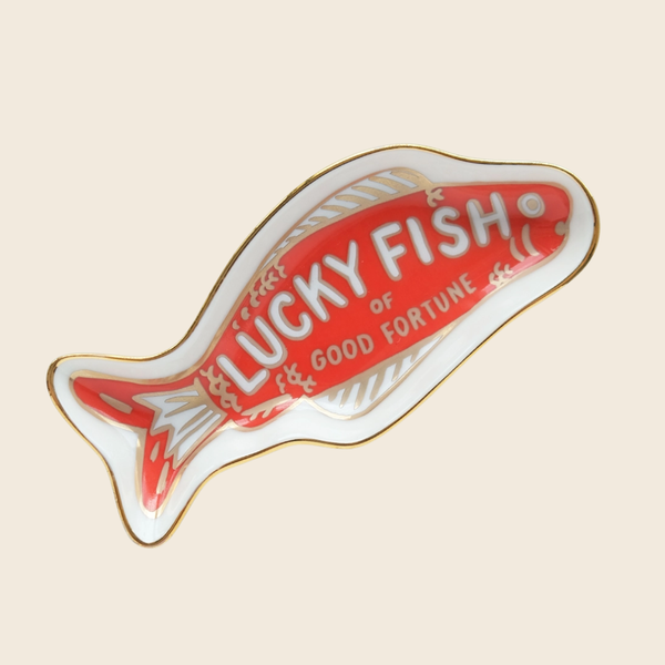 Ceramic Lucky Fortune Fish Trinket Dish