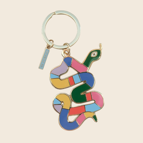 Rainbow Snake Enamel Keyring