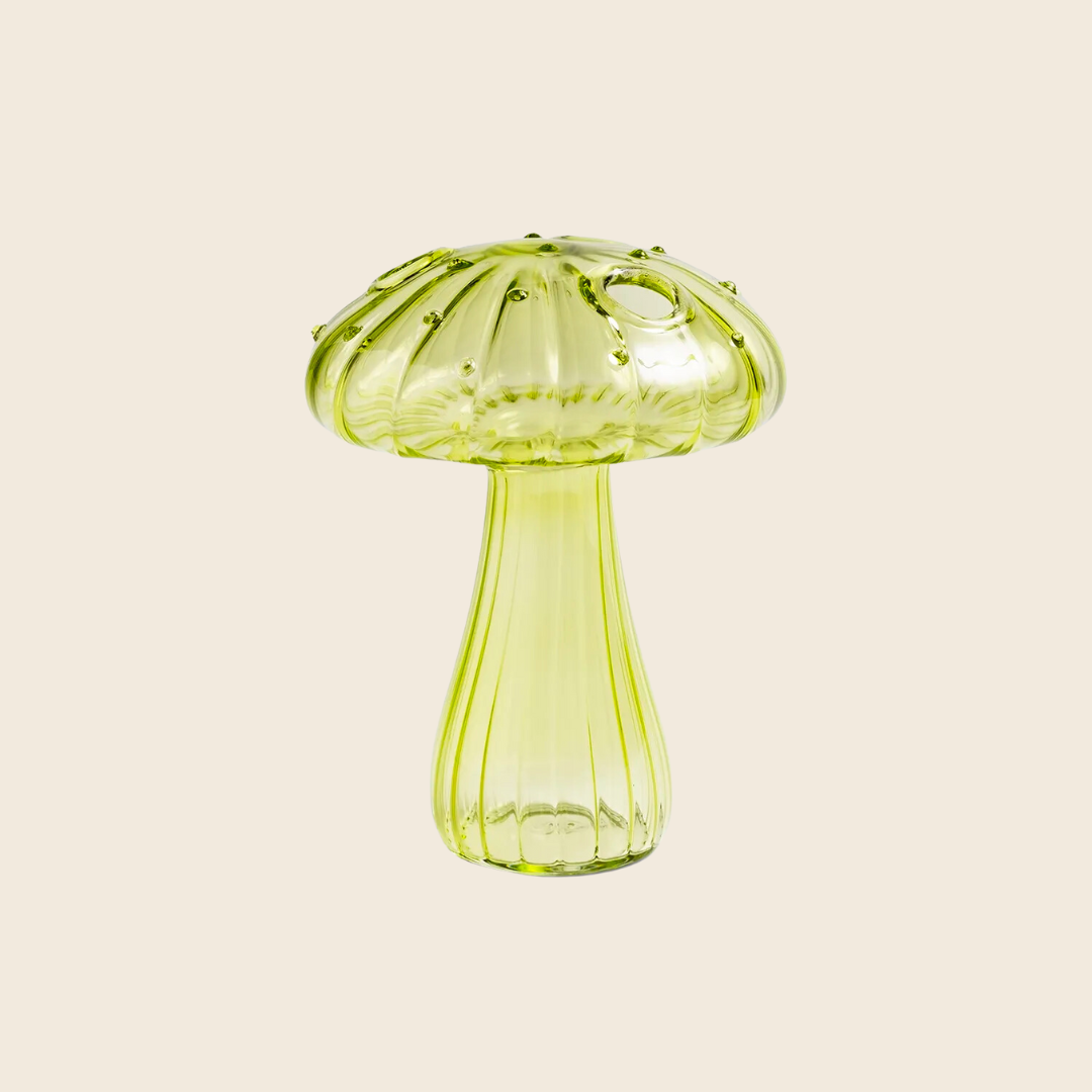 &Klevering Glass Mushroom Vase in Green