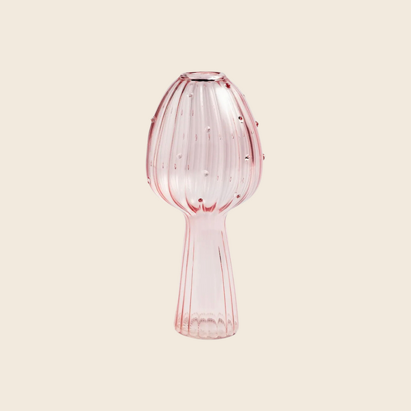 Glass Mushroom Vase in Pink by &Klevering