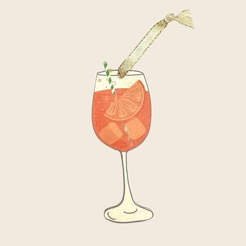 Aperol Spritz Illustrated Wooden Decoration