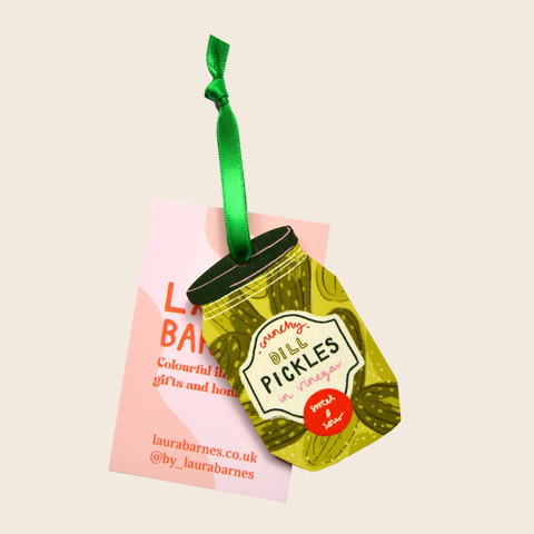Dill Pickles Illustrated Wooden Decoration