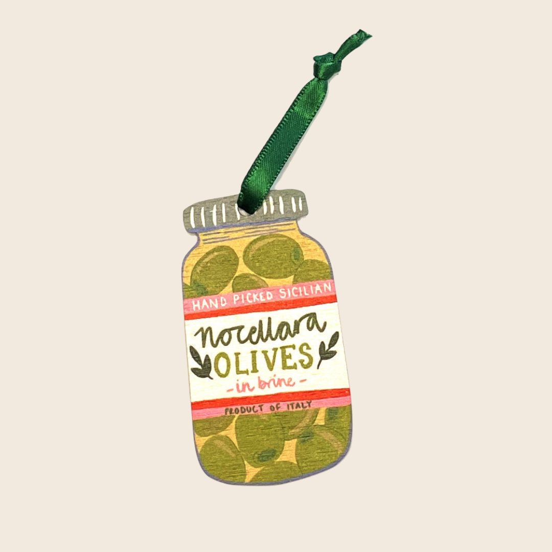 Nocellara Olives Illustrated Wooden Decoration