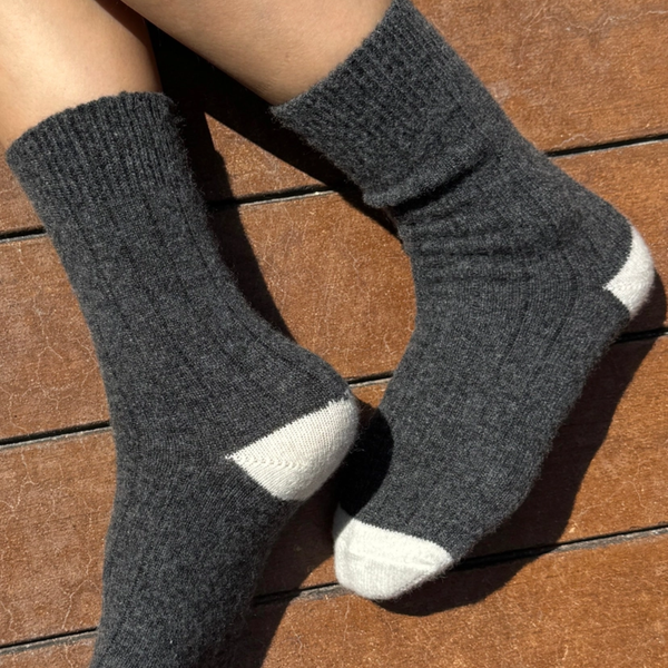 Classic Cashmere Socks | Charcoal Melange