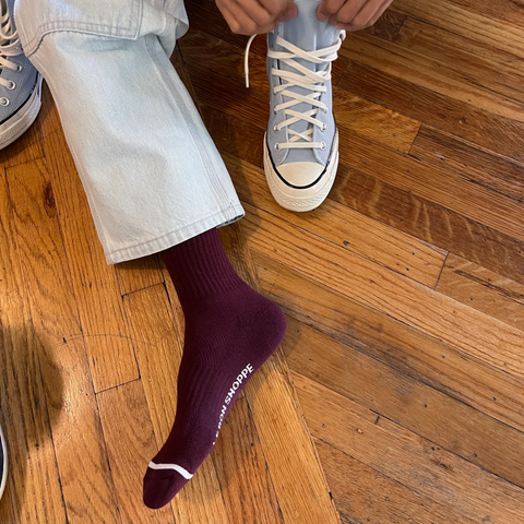 Men's Extended Boyfriend Socks | Maroon