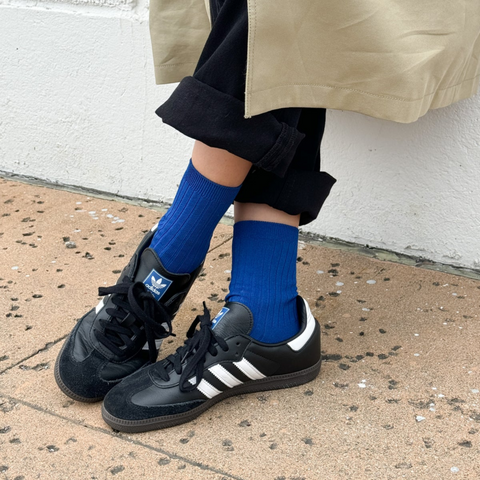 Knit Rib Her Socks | Cobalt Blue