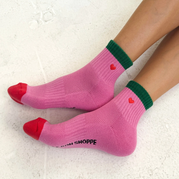 Colour Block Girlfriend Heart Socks | Rose Green