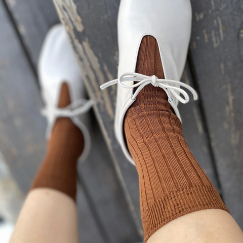 Knit Rib Her Socks | Dijon