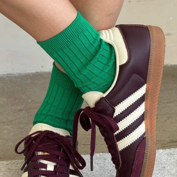 Knit Rib Her Socks | Kelly Green