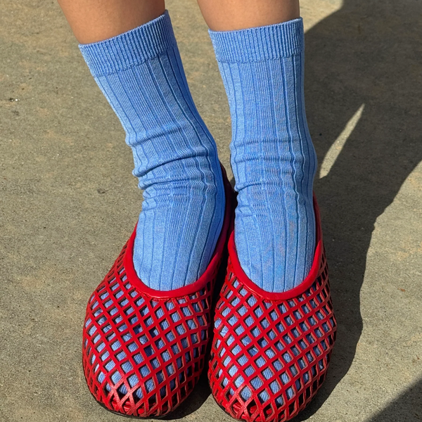 Knit Rib Her Socks | Periwinkle Blue