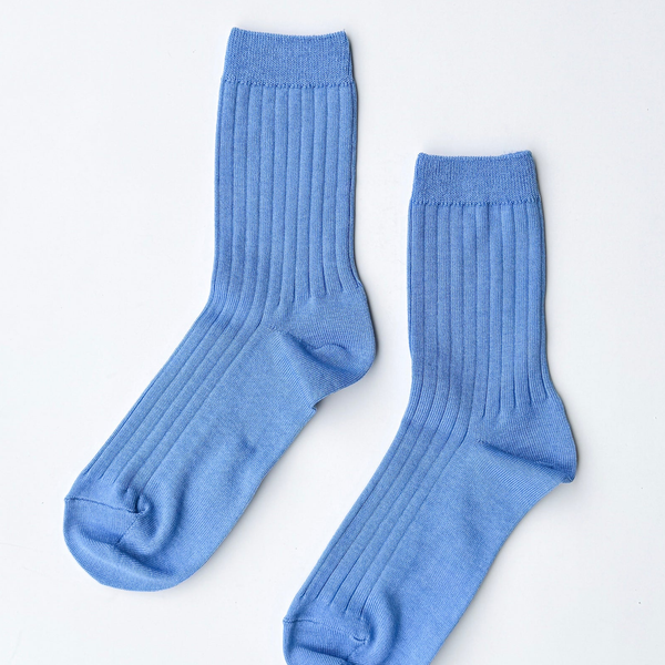 Knit Rib Her Socks | Periwinkle Blue