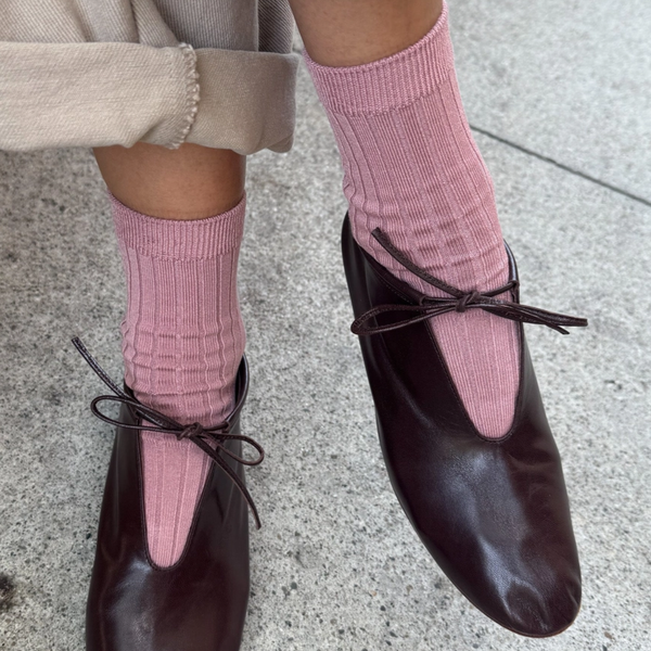 Knit Rib Her Socks | Desert Rose Pink