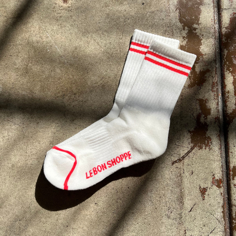 Boyfriend Socks | Clean White and Red