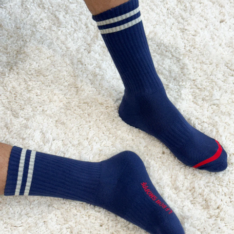 Men's Extended Boyfriend Socks | Navy Blue