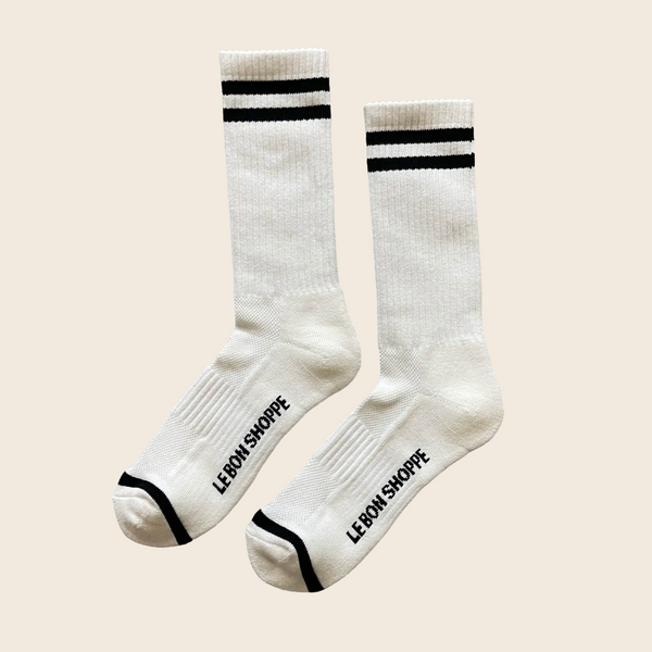 Le Bon Shoppe Men's Extended Boyfriend Socks | Classic White