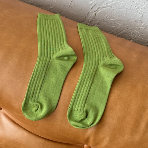 Knit Rib Her Socks | Cactus Green