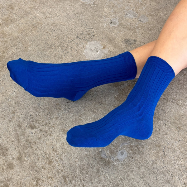 Knit Rib Her Socks | Cobalt Blue