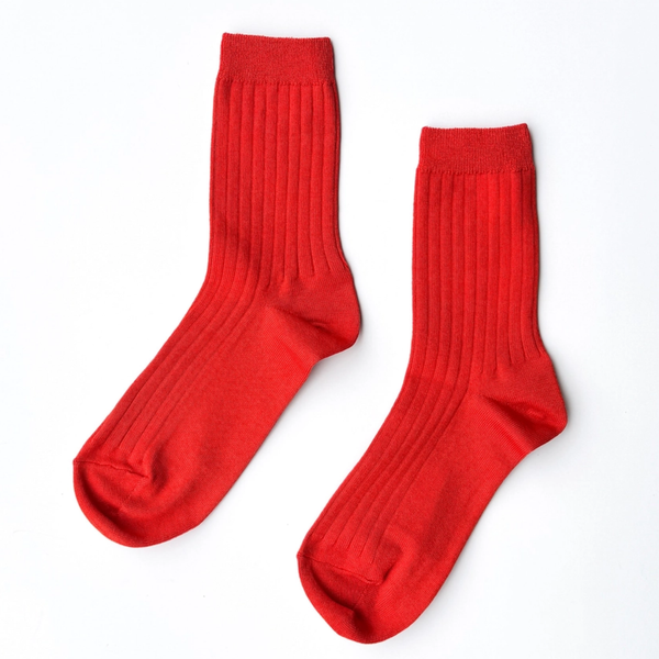 Knit Rib Her Socks | Ketchup Red