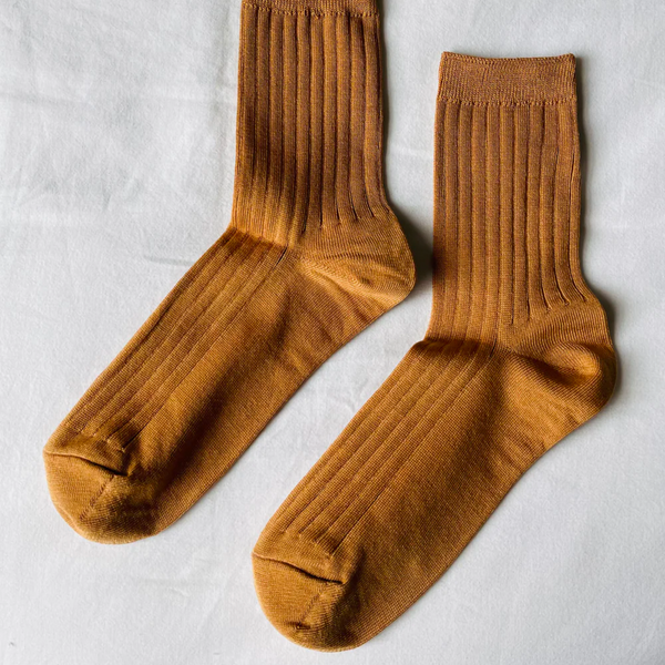 Knit Rib HEr Socks in Peanut Butter