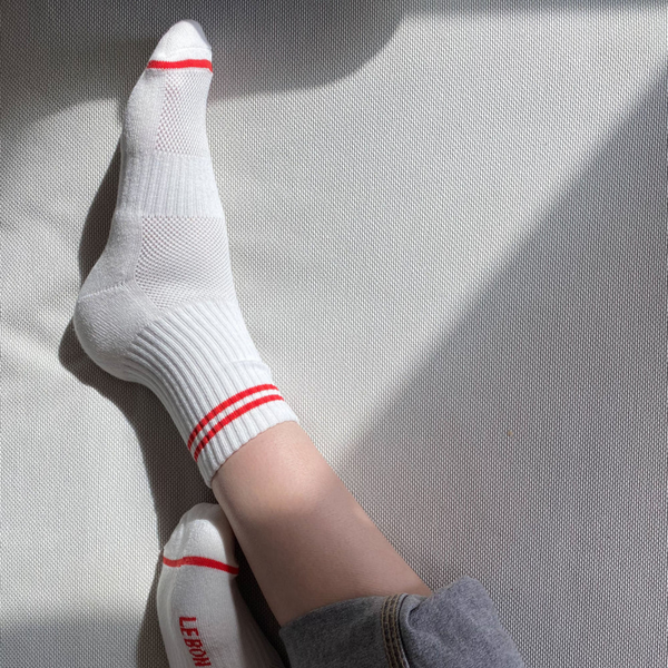 Boyfriend Socks | Clean White and Red