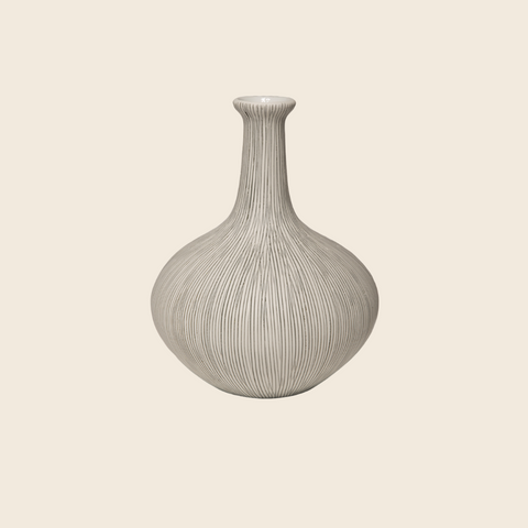 Athen Ceramic Bud Vase | Grey Stripe