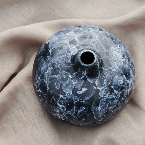Ceramic Bari Vase | Black Marble