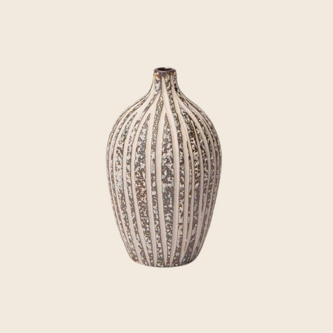 Elisa Ceramic Bud Vase | Brown Stone Stripe