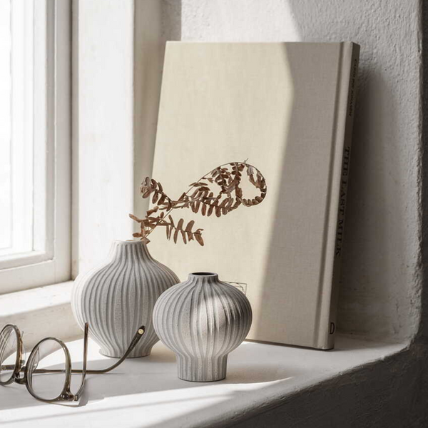 Cecilia Ceramic Vase | White Sand Stripe
