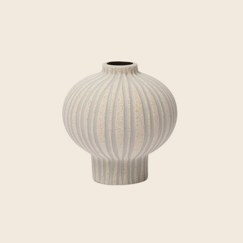 Cecilia Ceramic Vase | White Sand Stripe