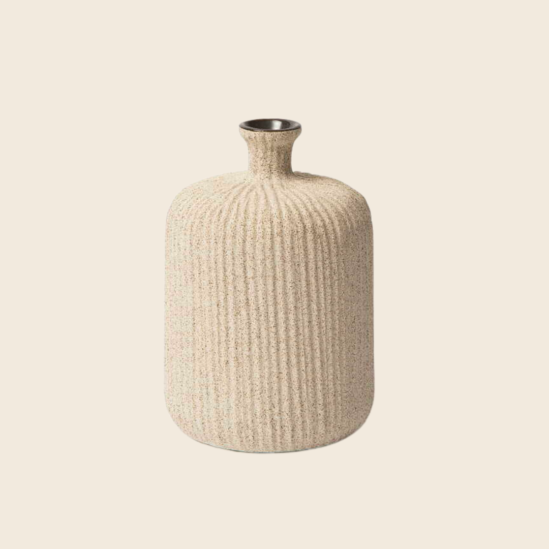 Small Ceramic Bottle | Light Sand Stripe