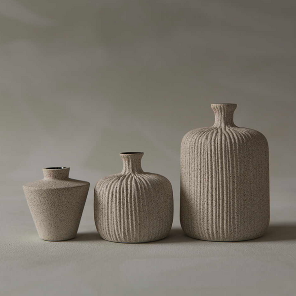 Ceramic Bottles - Light Sand Stripe