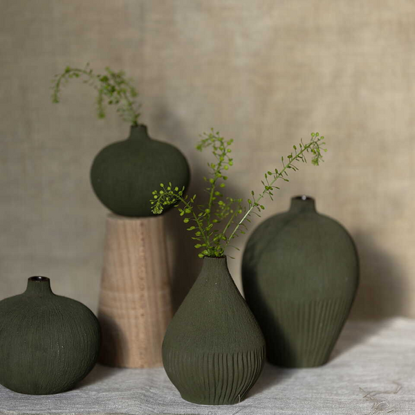 Kobe Ceramic Bud Vase | Forest Green