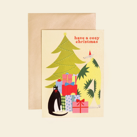 Cosy Christmas Dog and Cat Card