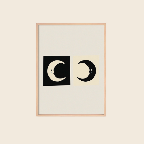 Monochrome Crescent Moon Print 