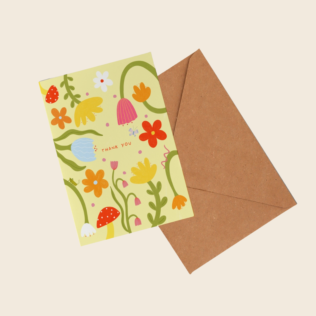 Thank You Folky Floral Card