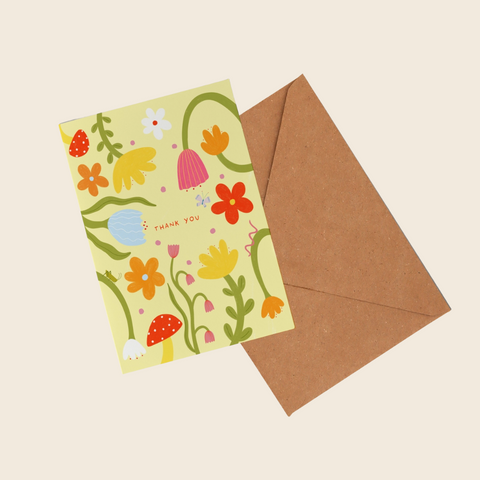 Thank You Folky Floral Card