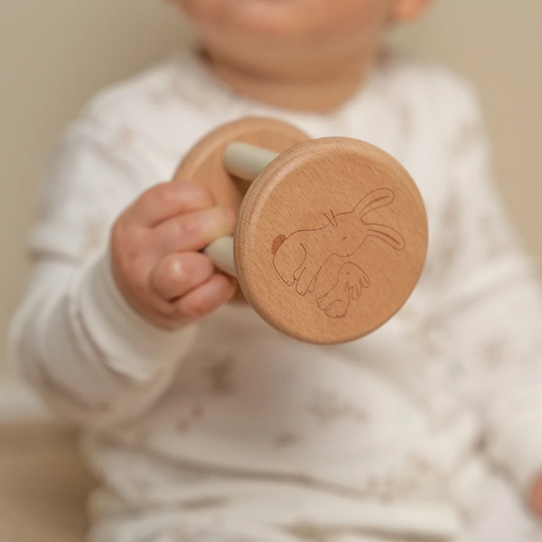 Wooden Baby Bunny Roller Rattle