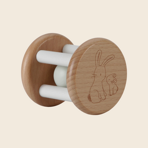 Wooden Baby Bunny Roller Rattle