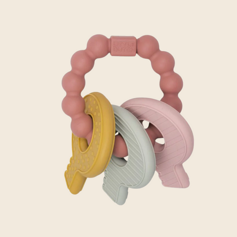 Silicone Teething Toy Keychain | Pink Tones